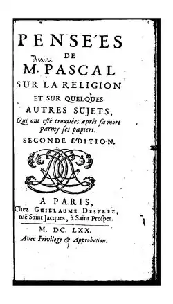 Image illustrative de l’article Pensées (Pascal)