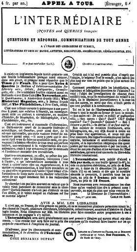 Image illustrative de l’article L'Intermédiaire des chercheurs et curieux