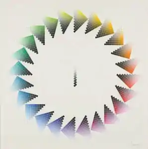 Cercle de 1555 couleurs, 1974, collage, 50 × 50 cm, musée d'Art moderne de la ville de Paris.