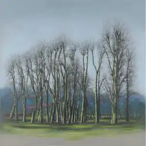 Parc de Marly-le-Roi, 1993, huile sur toile, 100 × 100 cm, collection particulière.